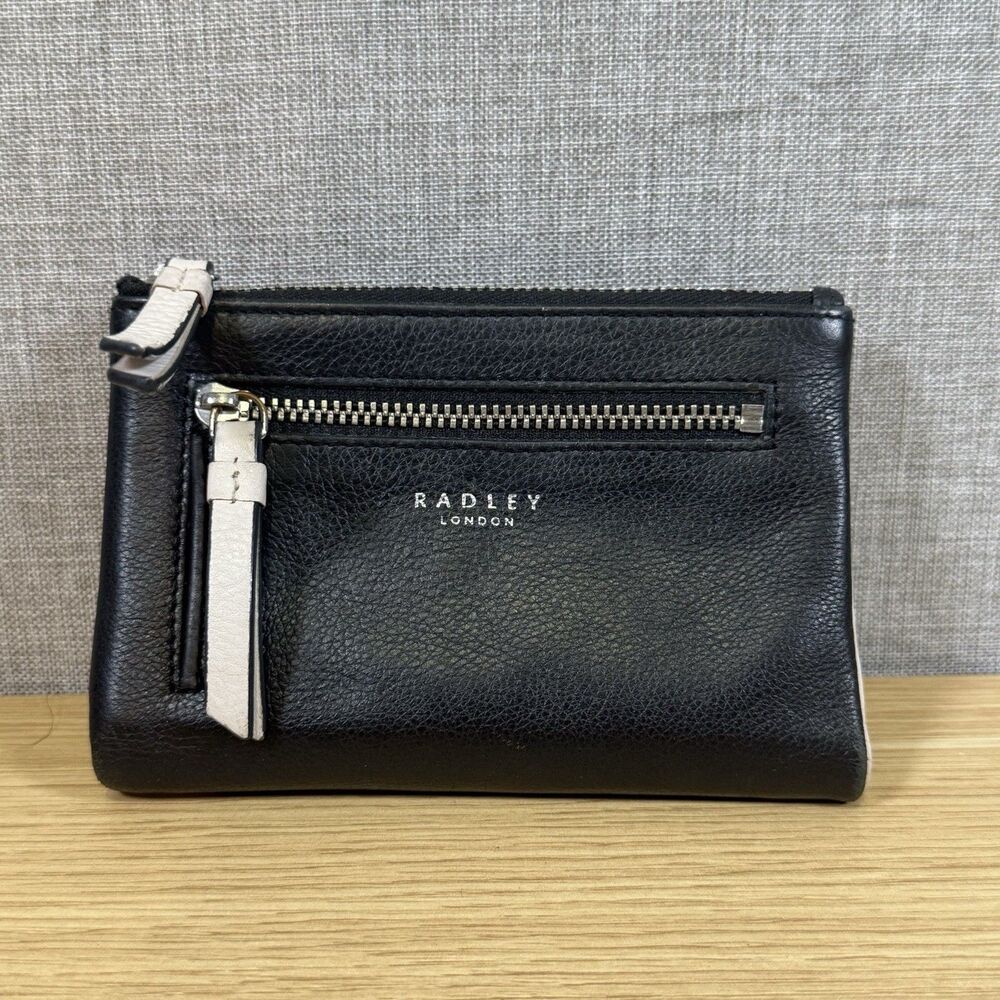 Radley London Pockets Medium Leather Bifold Wallet Black White Scottie Dog